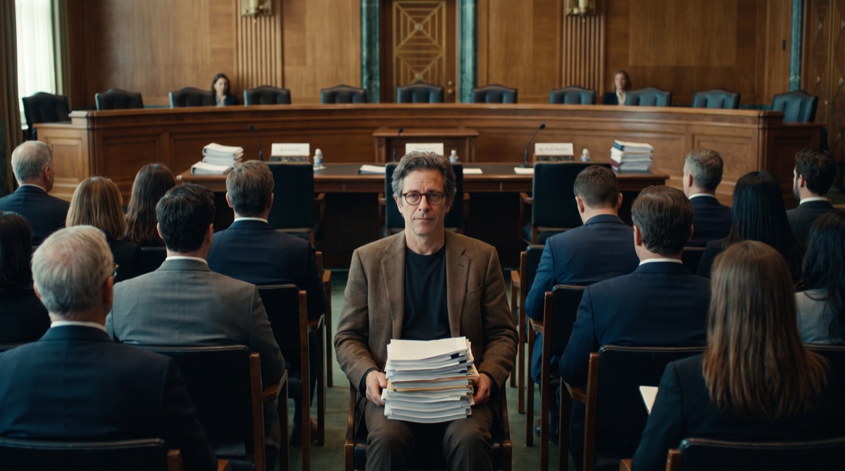 Theo at a long negotiating table on the third day of talks